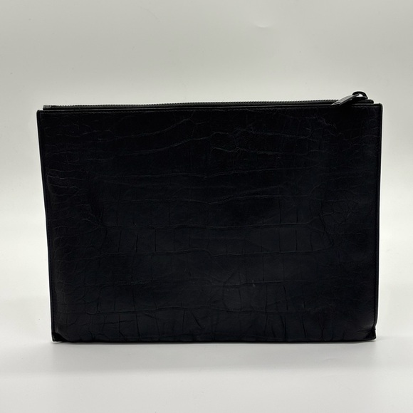 Yves Saint Laurent Cassandre Croc Embossed Clutch in Noir - Picture 2 of 10